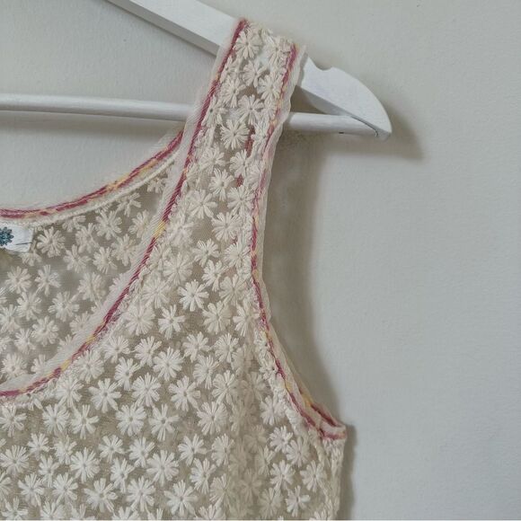 Poupette St. Barth Floral Daisy Embroidered Cotton Tank Top Size 1 - Picture 3 of 6